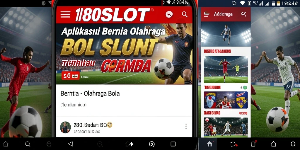 Antarmuka aplikasi 180SLOT menampilkan berita terkini olahraga bola.