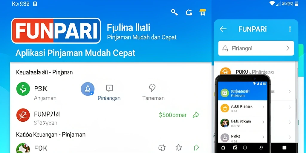 Tampilan antarmuka pengguna aplikasi FUNPARI yang sederhana dan fungsional.