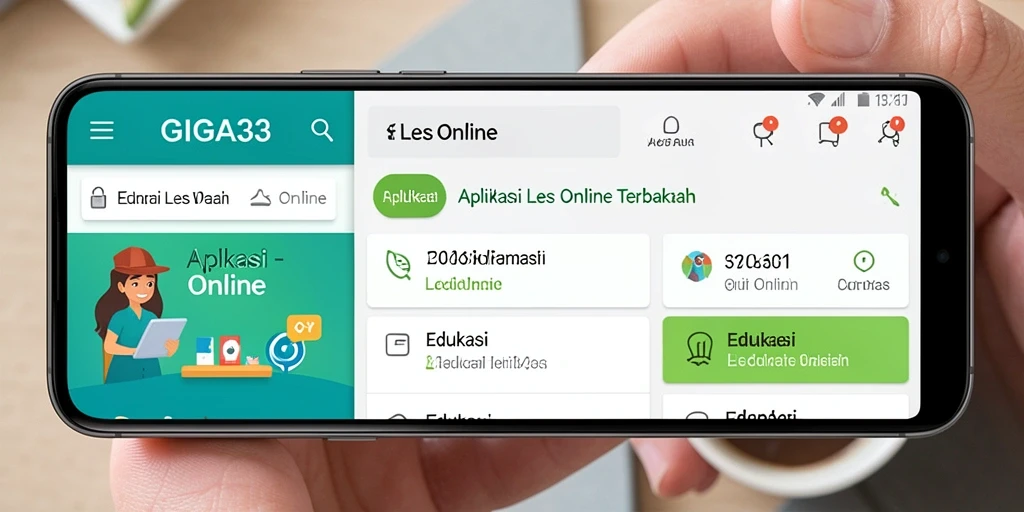 Screenshot GIGA33 menunjukkan antarmuka aplikasi Les Online yang menarik.