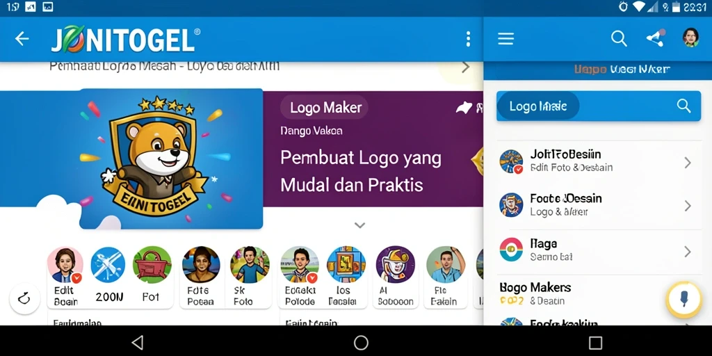 Tampilan antarmuka aplikasi JONITOGEL untuk pembuatan logo.