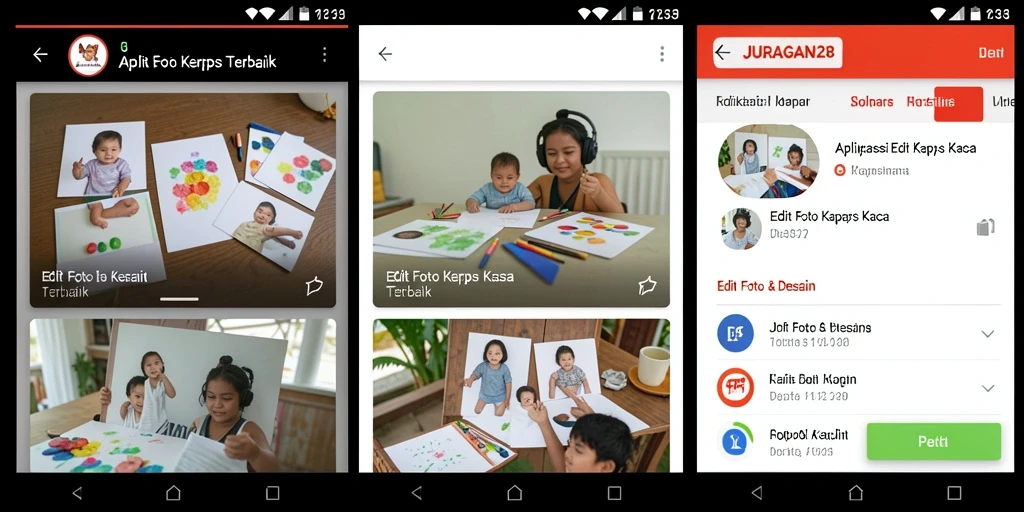 Antarmuka pengguna JURAGAN28 saat mengedit foto kertas kaca.