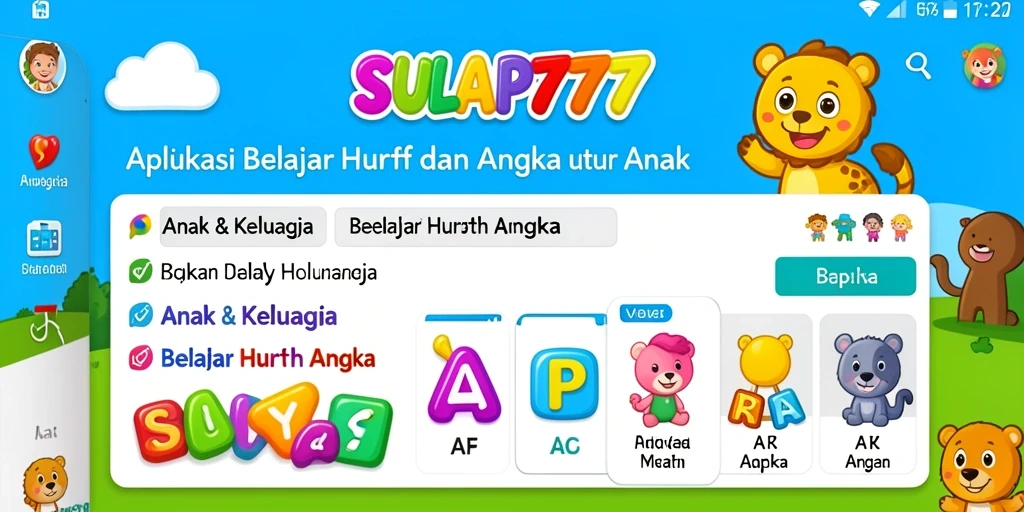 Tampilan antarmuka aplikasi SULAP777 yang menarik dan ramah anak.