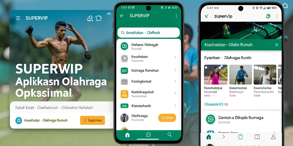 Tampilan antarmuka utama aplikasi SUPERVIP untuk olahraga rumah.